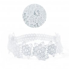 HB97-W: White Floral Lace Headband